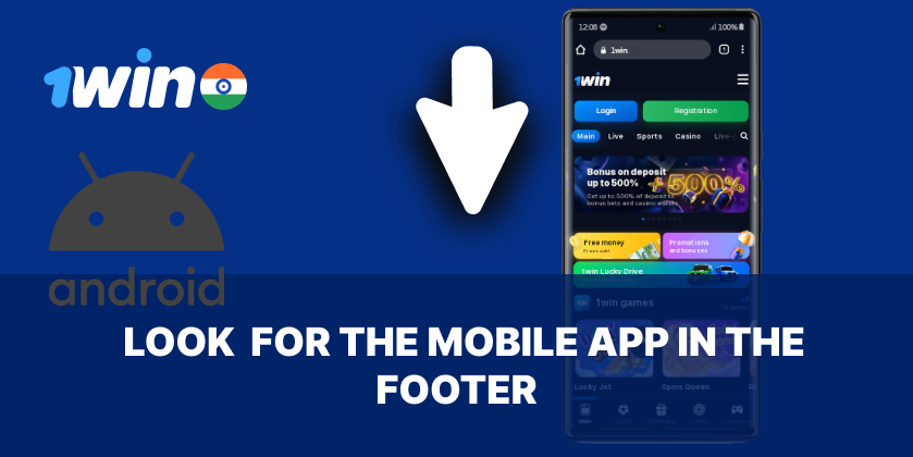 Find the 1win application download link at the bottom of the page